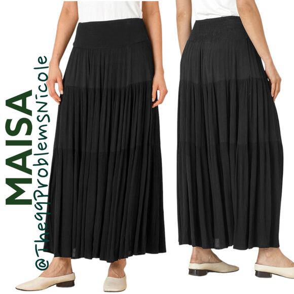 Maisa Copenhagen Sable Tiered Maxi Skirt - Picture 1 of 8
